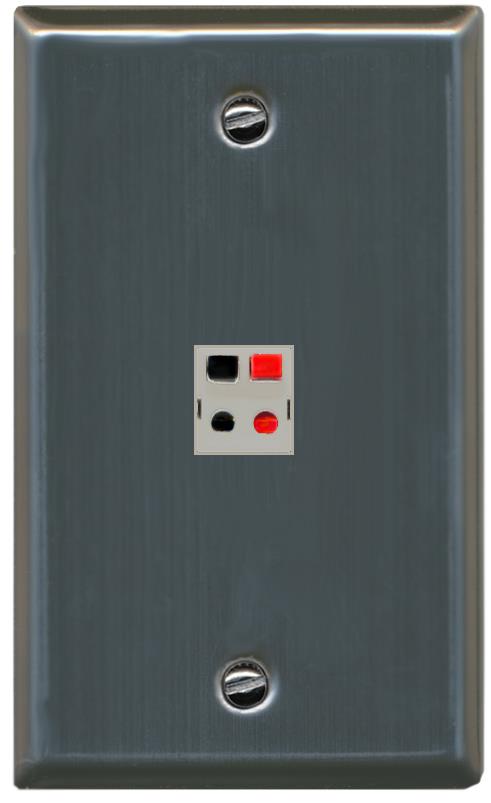 RiteAV 1 Port Speaker Wire Plug Jack Wall Plate - Flat [Stainless Steel]