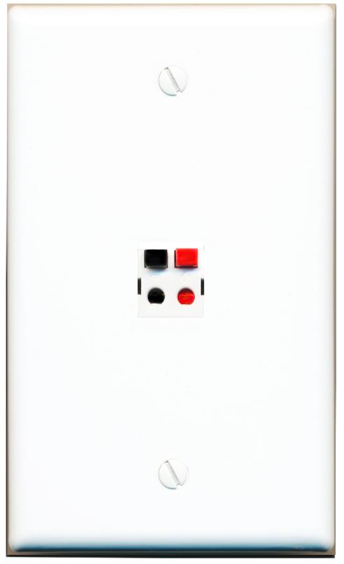 RiteAV 1 Port Speaker Wire Plug Jack Wall Plate - Flat [White]