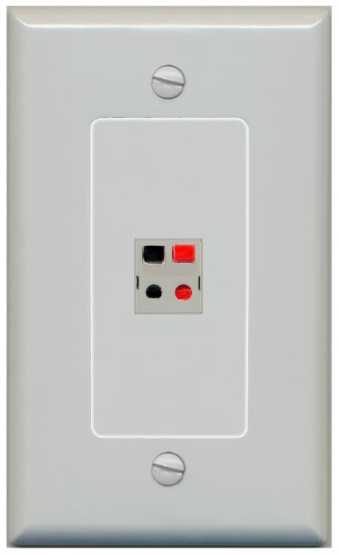 RiteAV 1 Port Speaker Wire Plug Jack Wall Plate - 1 Gang [Gray/Gray]