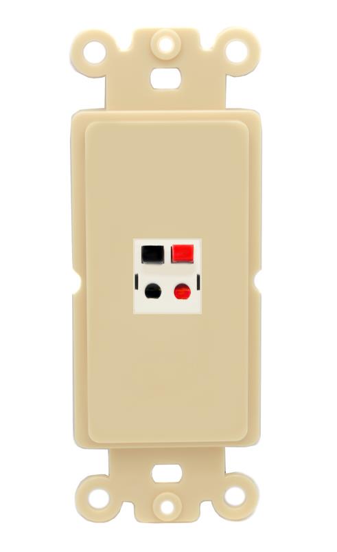 RiteAV 1 Port Speaker Wire Plug Jack Wall Plate - Rocker [Ivory/Ivory]