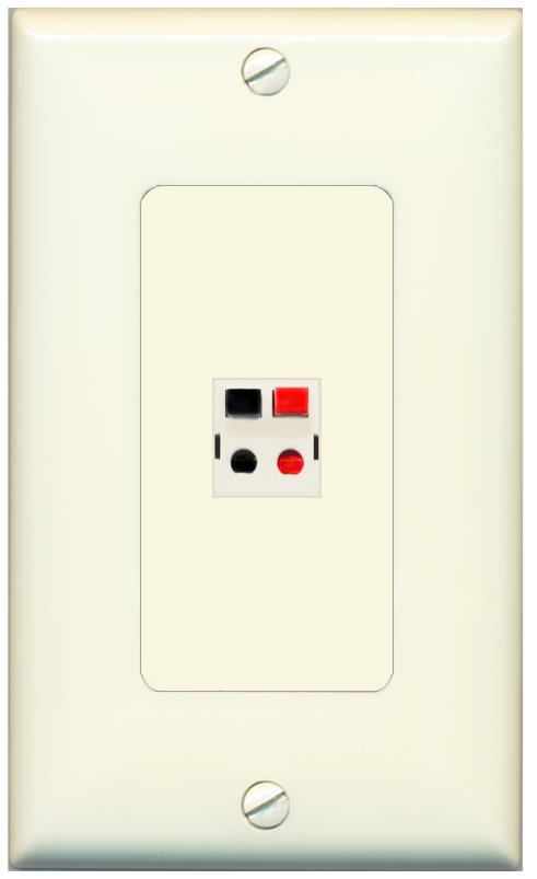 RiteAV 1 Port Speaker Wire Plug Jack Wall Plate - 1 Gang [Light-Almond]