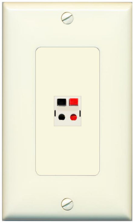 RiteAV 1 Port Speaker Wire Plug Jack Wall Plate - 1 Gang [Light-Almond]