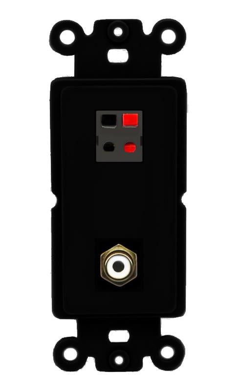 RiteAV 1 Port Speaker Plug Jack Wall Plate with RCA for Subwoofer - Rocker [Black/Black]