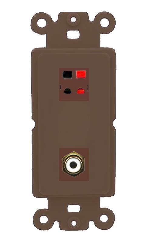 RiteAV 1 Port Speaker Plug Jack Wall Plate with RCA for Subwoofer - Rocker [Brown/Brown]