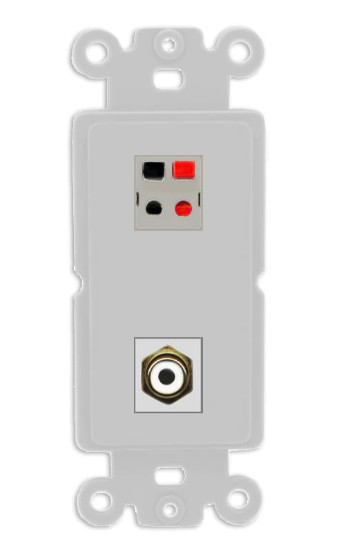RiteAV 1 Port Speaker Plug Jack Wall Plate with RCA for Subwoofer - Rocker [Gray/Gray]