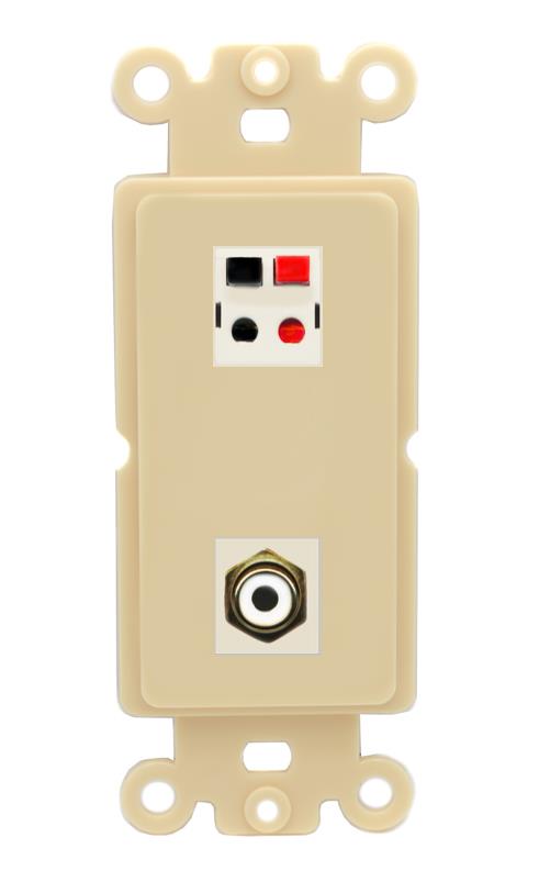 RiteAV 1 Port Speaker Plug Jack Wall Plate with RCA for Subwoofer - Rocker [Ivory/Ivory]