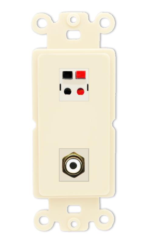 RiteAV 1 Port Speaker Plug Jack Wall Plate with RCA for Subwoofer - Rocker [Light-Almond]