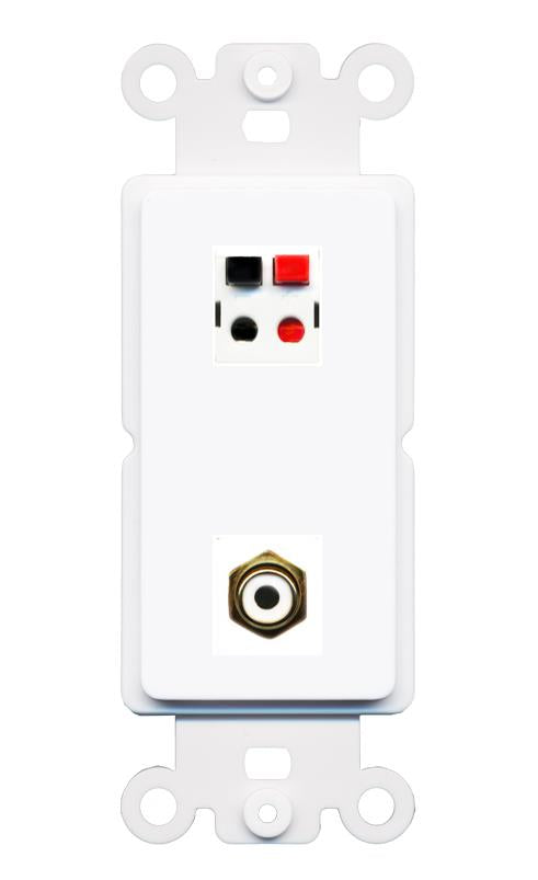 RiteAV 1 Port Speaker Plug Jack Wall Plate with RCA for Subwoofer - Rocker [White]
