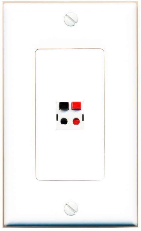 RiteAV 1 Port Speaker Wire Plug Jack Wall Plate - 1 Gang [White]