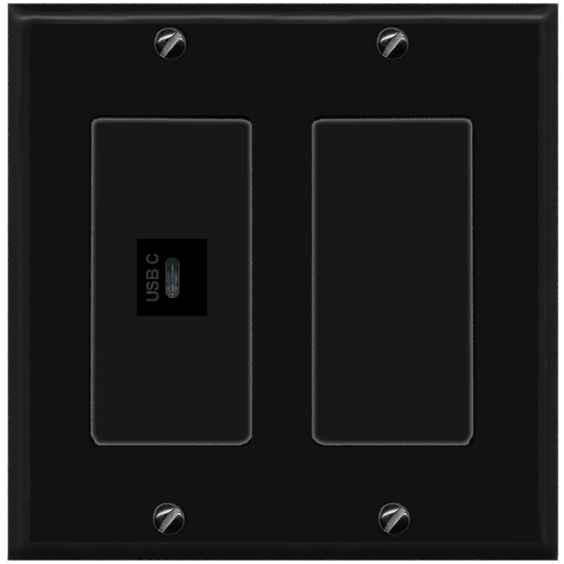 RiteAV USBC Wall Plate - 2 Gang [Black/Black]