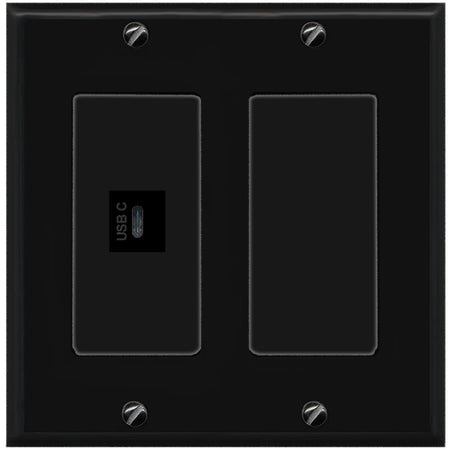 RiteAV USBC Wall Plate - 2 Gang [Black/Black]