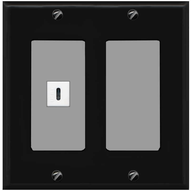 RiteAV USBC Wall Plate - 2 Gang [Black/Gray]