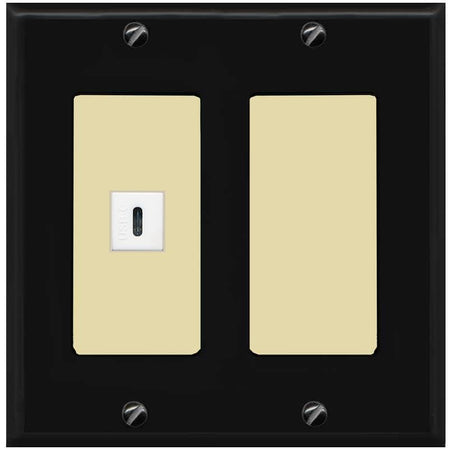 RiteAV USBC Wall Plate - 2 Gang [Black/Ivory]