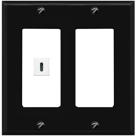 RiteAV USBC Wall Plate - 2 Gang [Black/White]