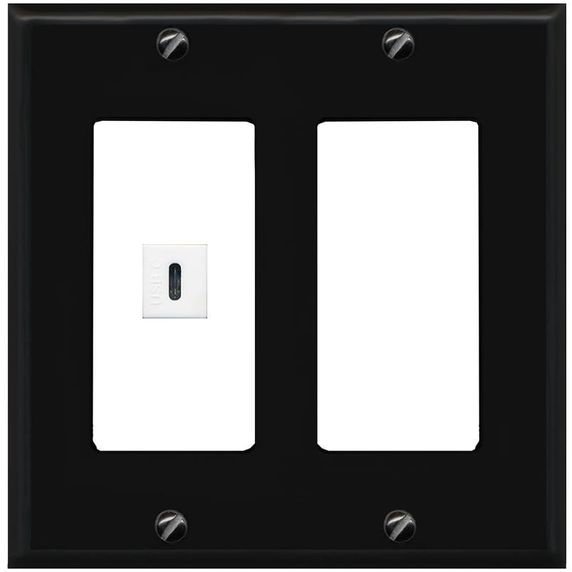 RiteAV USBC Wall Plate - 2 Gang [Black/White]