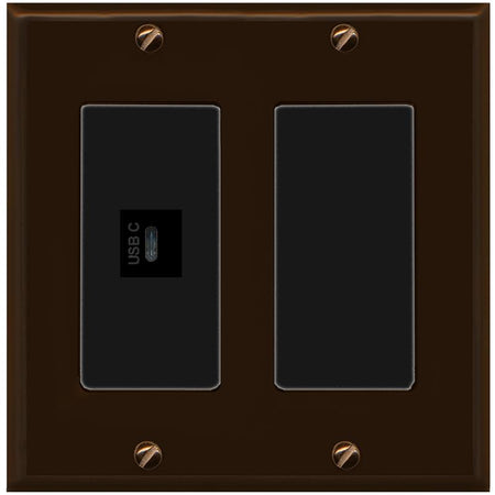 RiteAV USBC Wall Plate - 2 Gang [Brown/Black]