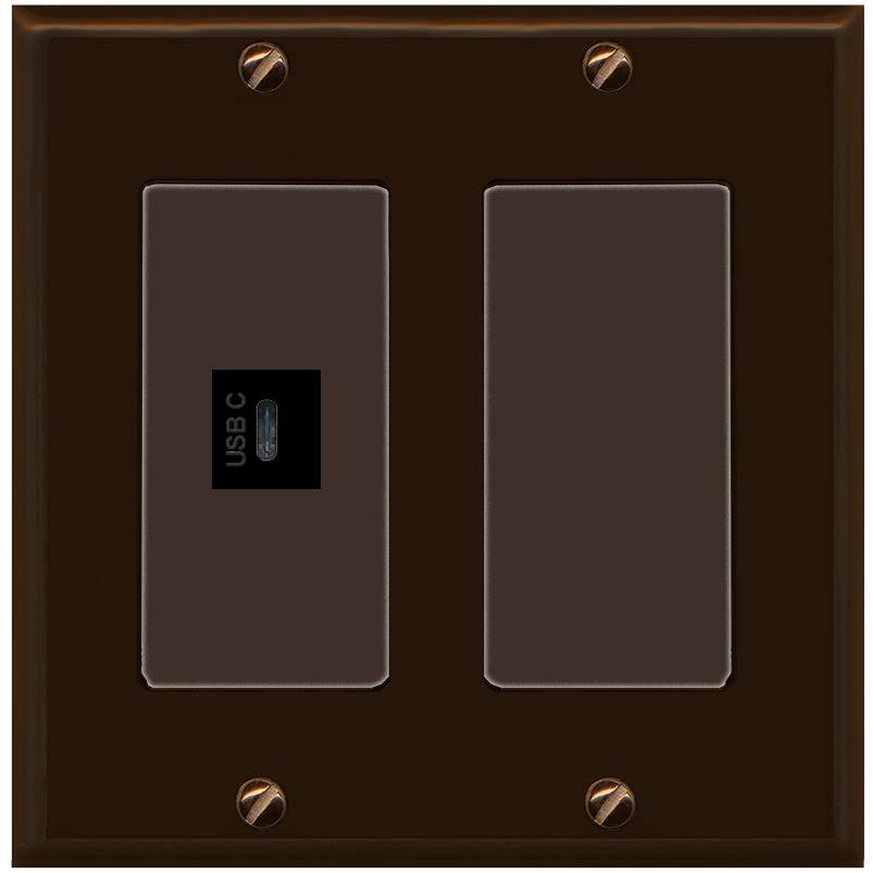 RiteAV USBC Wall Plate - 2 Gang [Brown/Brown]