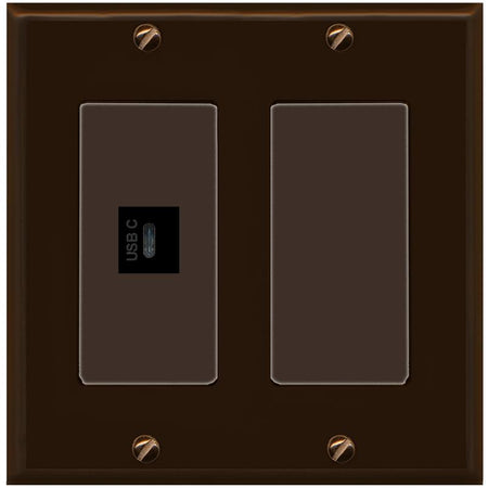 RiteAV USBC Wall Plate - 2 Gang [Brown/Brown]