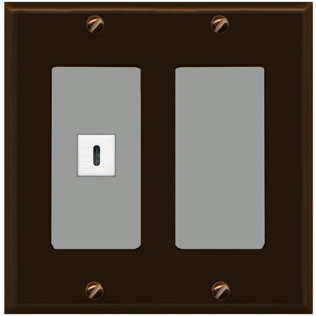 RiteAV USBC Wall Plate - 2 Gang [Brown/Gray]