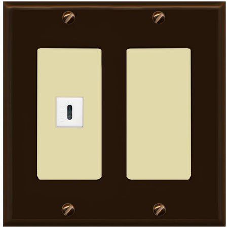 RiteAV USBC Wall Plate - 2 Gang [Brown/Ivory]