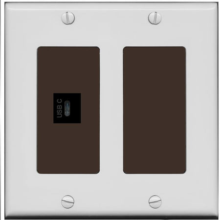 RiteAV USBC Wall Plate - 2 Gang [Gray/Brown]