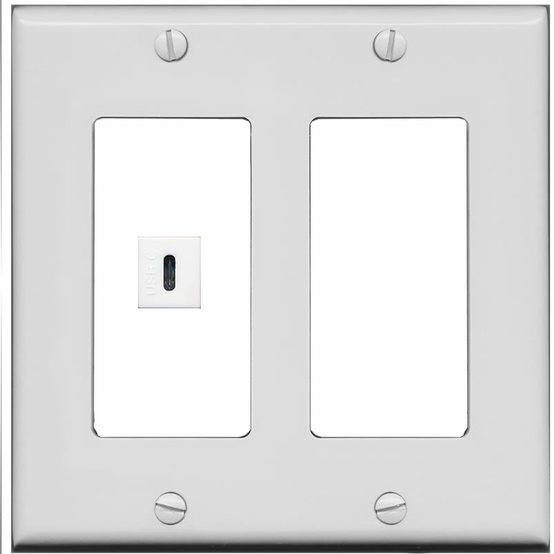 RiteAV USBC Wall Plate - 2 Gang [Gray/White]