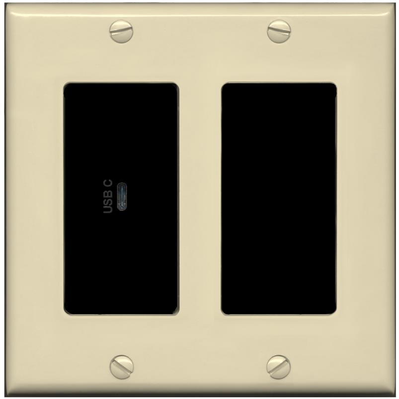 RiteAV USBC Wall Plate - 2 Gang [Ivory/Black]