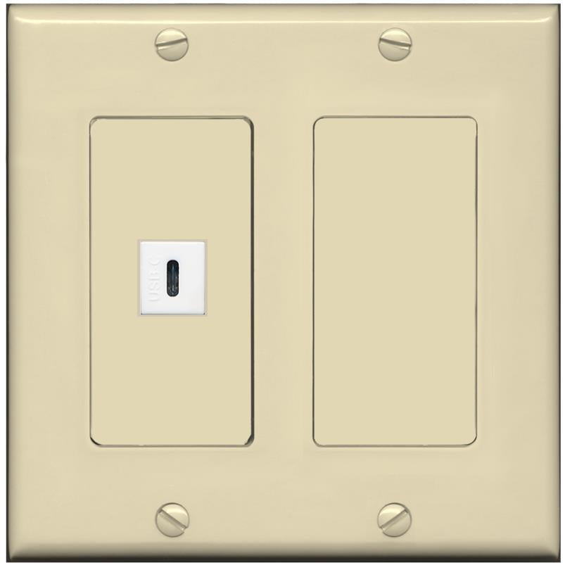 RiteAV USBC Wall Plate - 2 Gang [Ivory/Ivory]