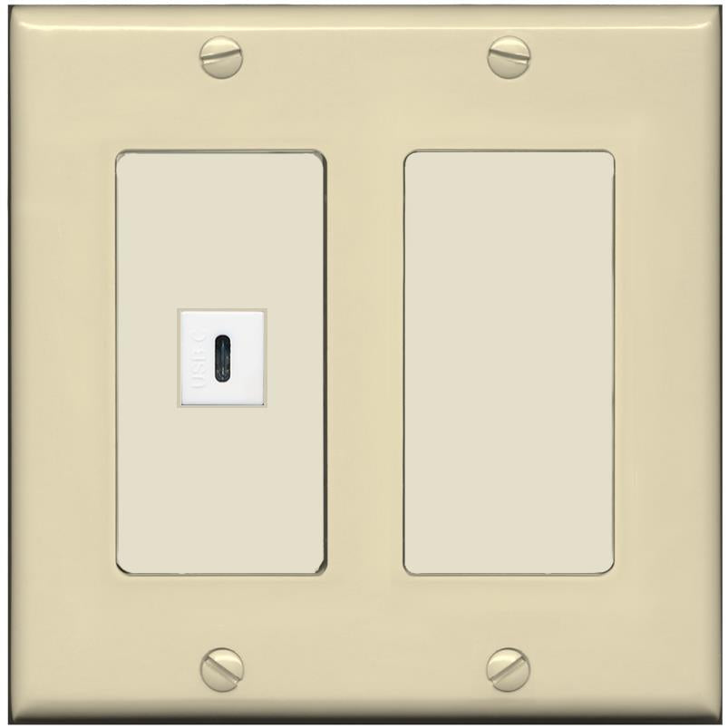 RiteAV USBC Wall Plate - 2 Gang [Ivory/Light-Almond]