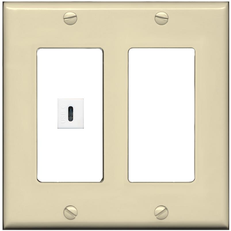 RiteAV USBC Wall Plate - 2 Gang [Ivory/White]