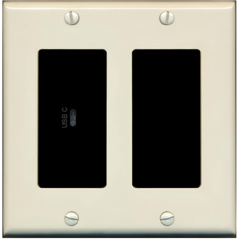 RiteAV USBC Wall Plate - 2 Gang [Light-Almond/Black]