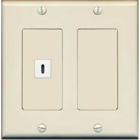 RiteAV USBC Wall Plate - 2 Gang [Light-Almond]