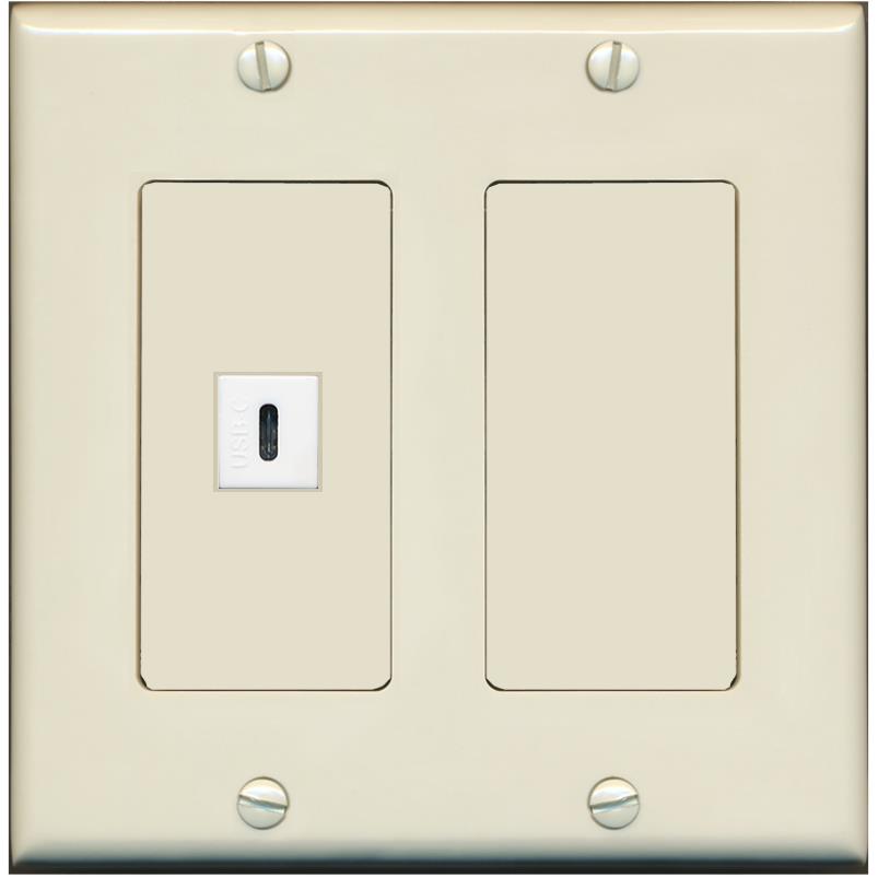 RiteAV USBC Wall Plate - 2 Gang [Light-Almond]