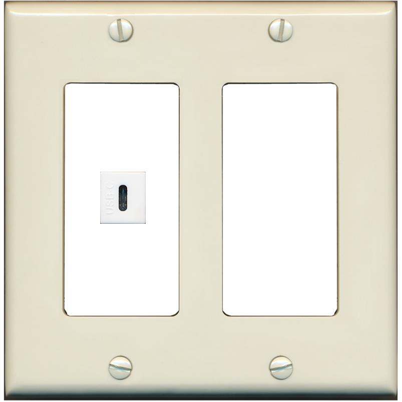 RiteAV USBC Wall Plate - 2 Gang [Light-Almond/White]