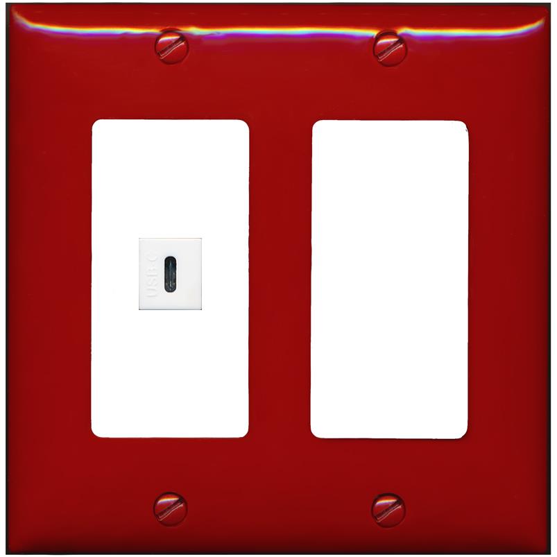 RiteAV USBC Wall Plate - 2 Gang [Red/White]