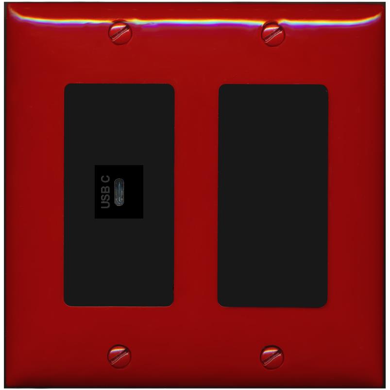 RiteAV USBC Wall Plate - 2 Gang [Red/Black]