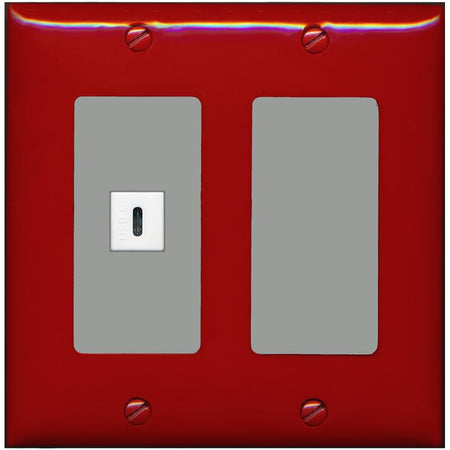 RiteAV USBC Wall Plate - 2 Gang [Red/Gray]