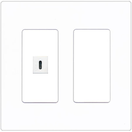 RiteAV USBC Wall Plate - 2 Gang [Screwless White]