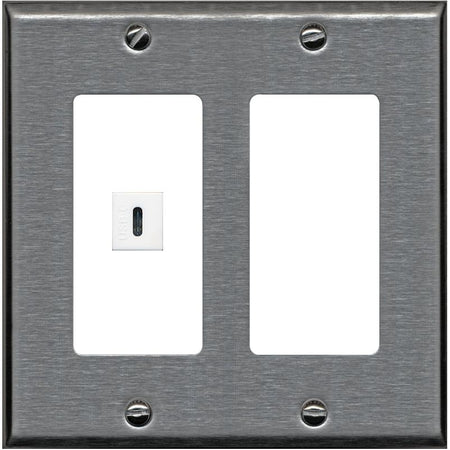 RiteAV USBC Wall Plate - 2 Gang [Stainless/White]