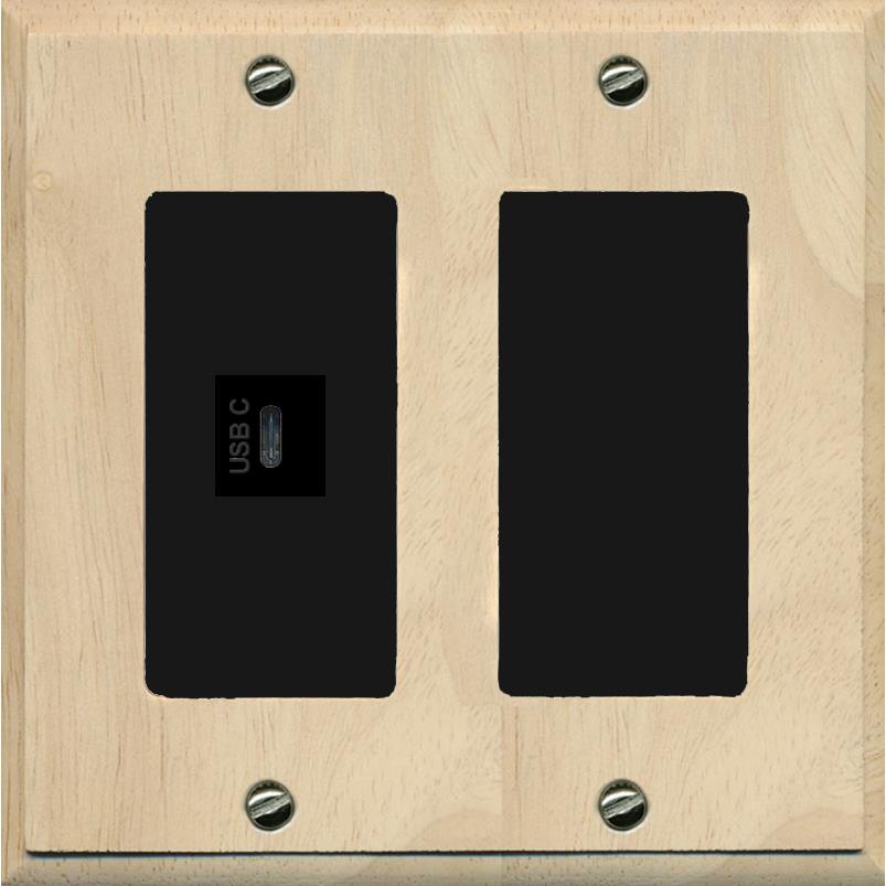 RiteAV USBC Wall Plate - 2 Gang [Wood/Black]