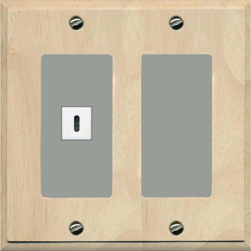 RiteAV USBC Wall Plate - 2 Gang [Wood/Gray]