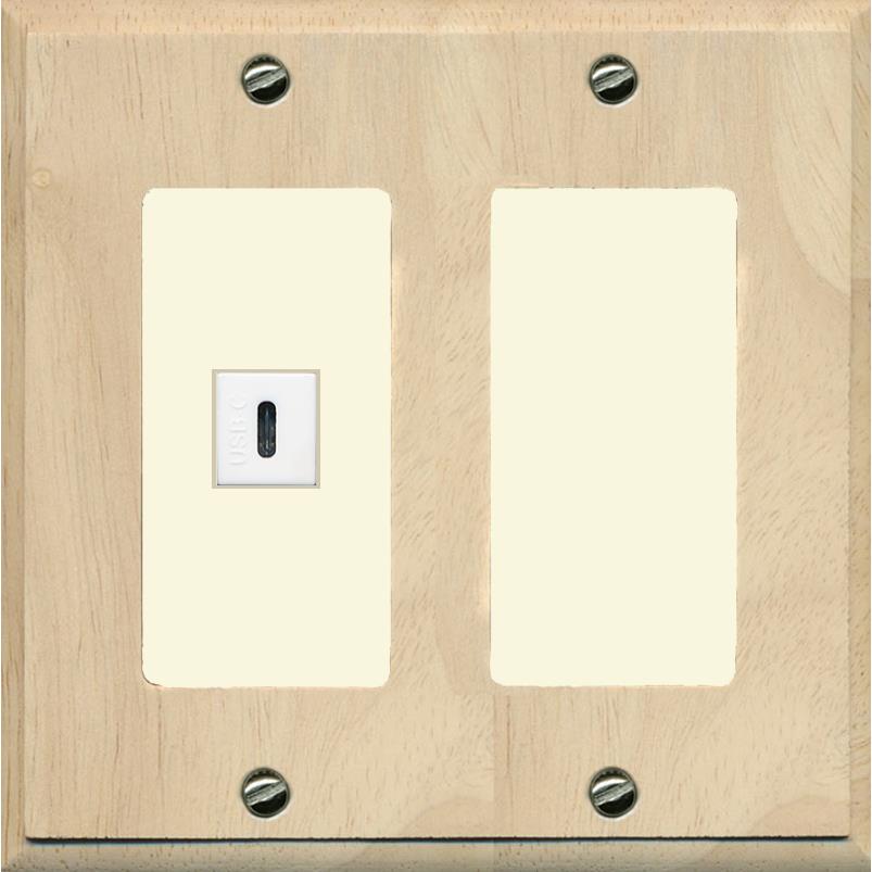 RiteAV USBC Wall Plate - 2 Gang [Wood/Light-Almond]