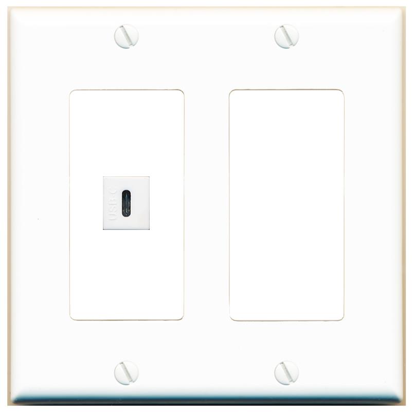 RiteAV USBC Wall Plate - 2 Gang [White]