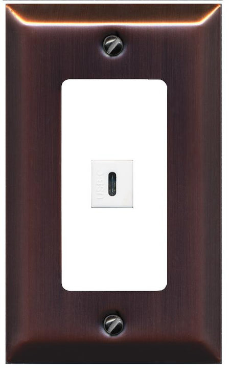 RiteAV USBC Wall Plate - 1 Gang [Brushed-Copper/White]