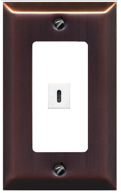 RiteAV USBC Wall Plate - 1 Gang [Brushed-Copper/White]