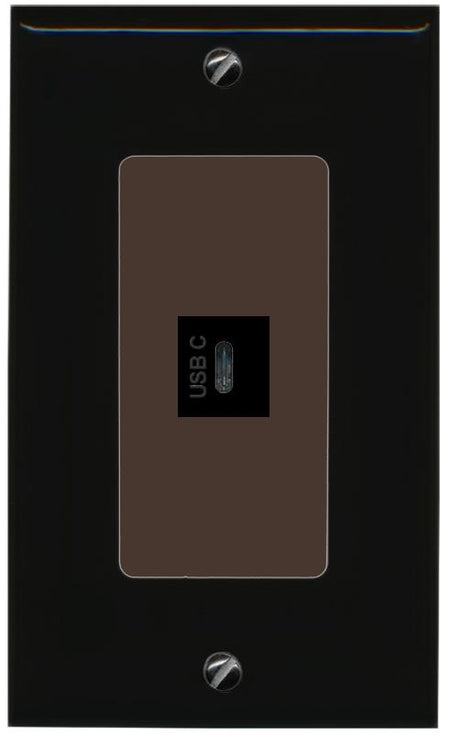 RiteAV USBC Wall Plate - 1 Gang [Black/Brown]