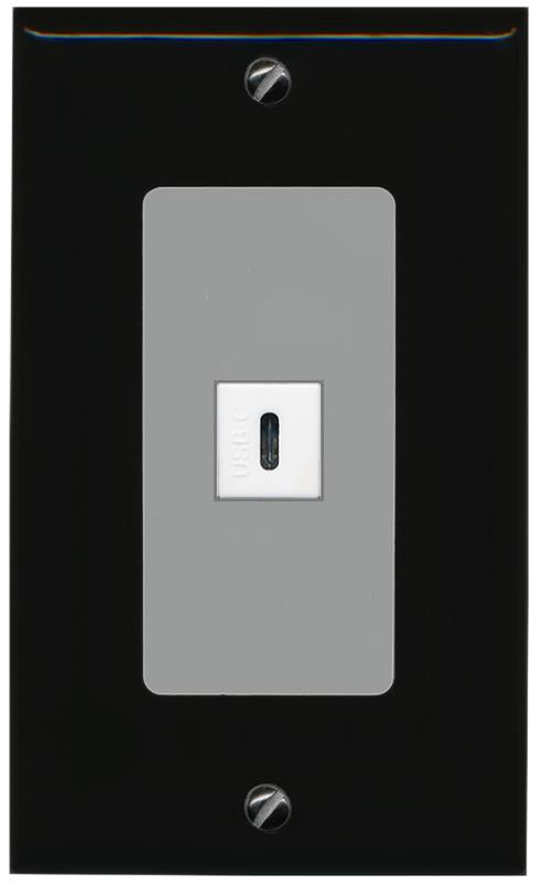 RiteAV USBC Wall Plate - 1 Gang [Black/Gray]