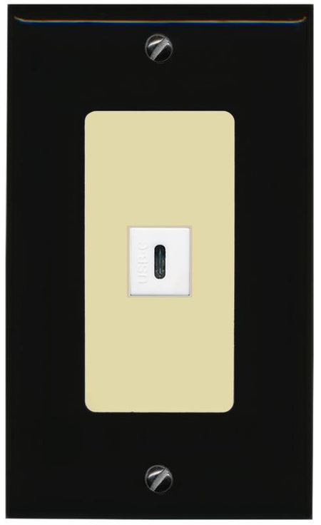 RiteAV USBC Wall Plate - 1 Gang [Black/Ivory]