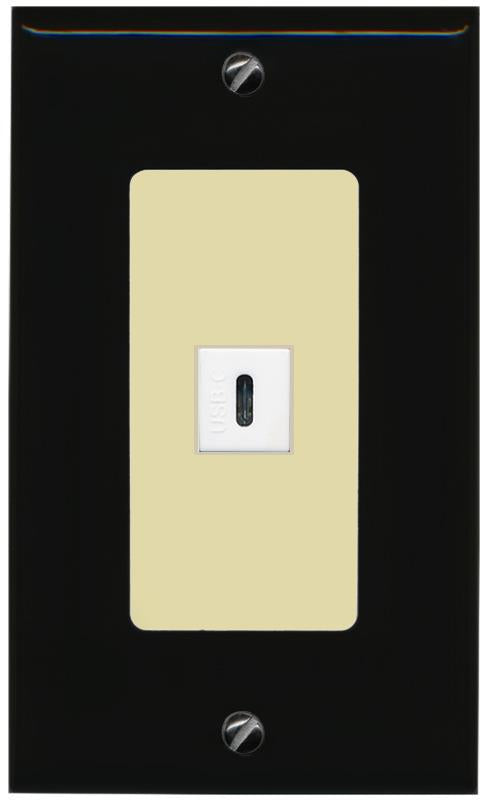 RiteAV USBC Wall Plate - 1 Gang [Black/Ivory]