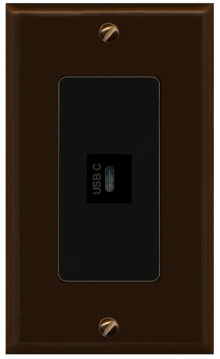 RiteAV USBC Wall Plate - 1 Gang [Brown/Black]